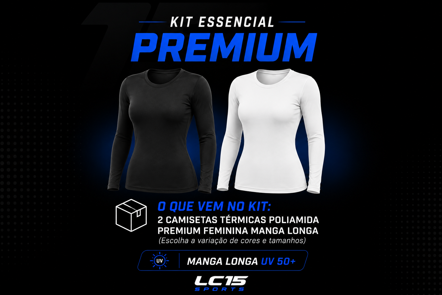 Camiseta Térmica Masculina Poliamida Premium Manga Longa UV 50+ LC15 Sports
